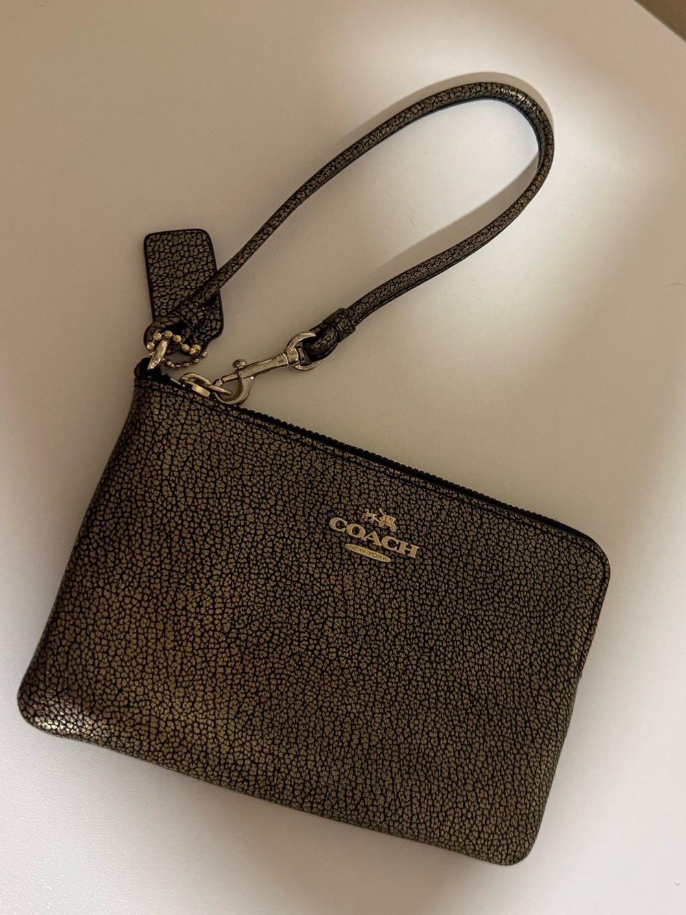 Coach Metallic Gold Wristlet Pouch